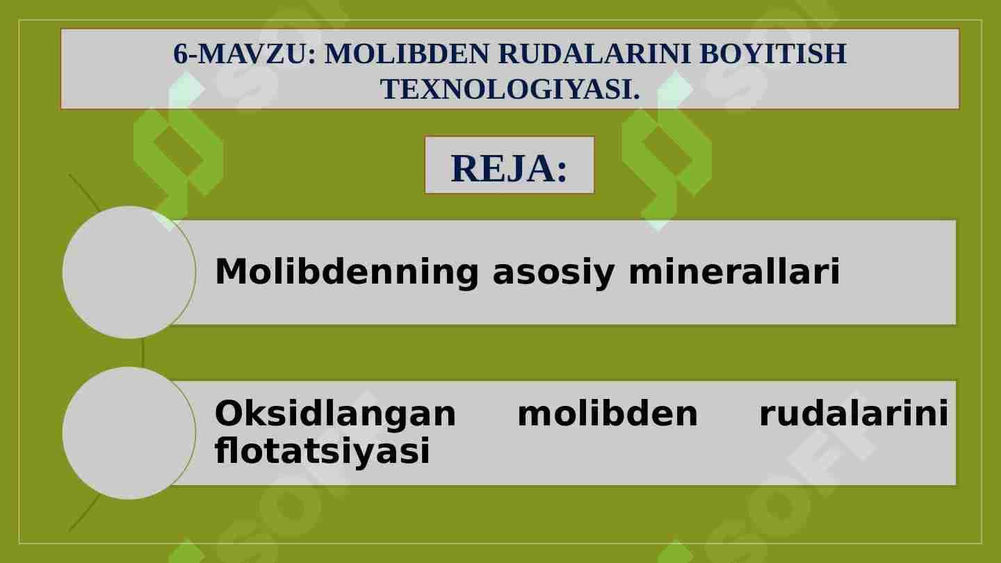 MOLIBDEN RUDALARINI BOYITISH TEXNOLOGIYASI