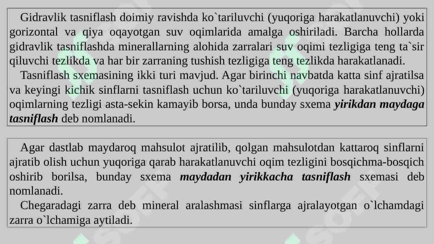 Gidravlik klassifikatsiya (boyitish) 5