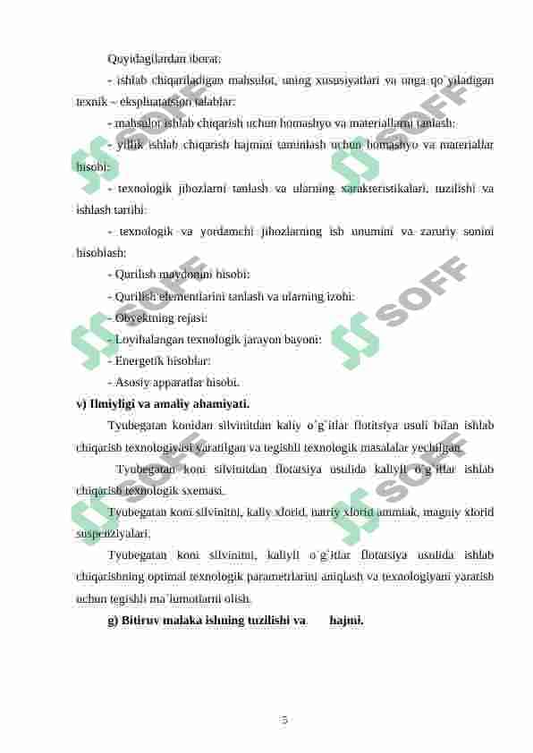 Kaliy xloridni silvinitlardan flotatsiya usulida ajratib olish 5