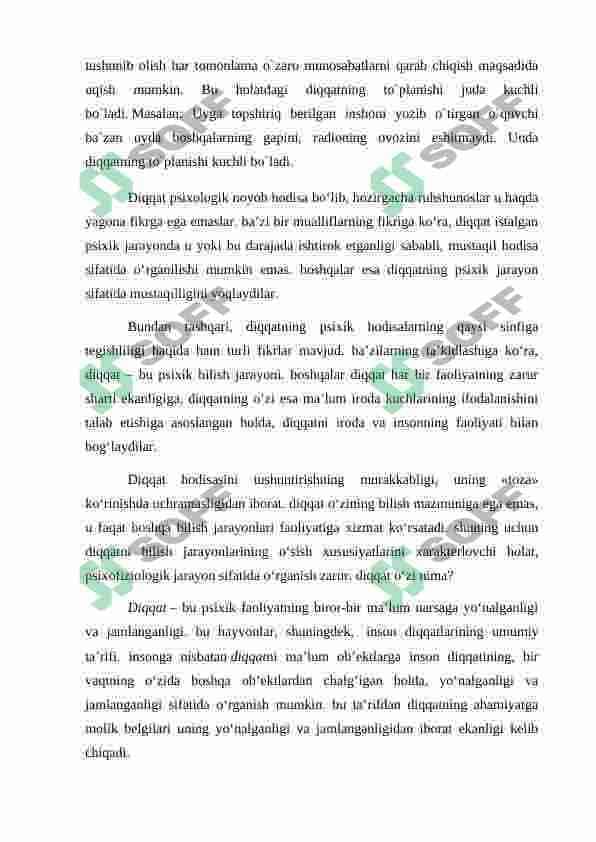 Diqqat xususiyatlari 6