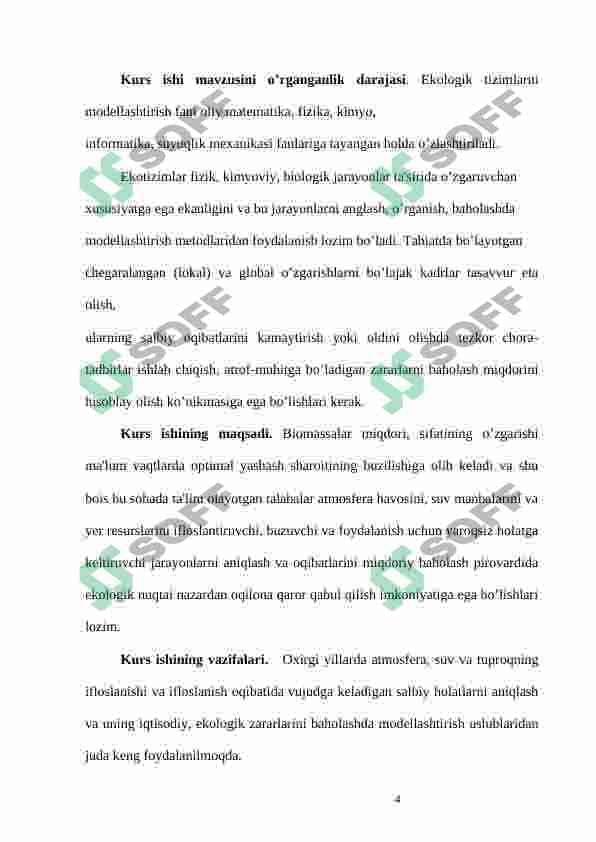 Ekologiyada matematik modellarga misollar 4