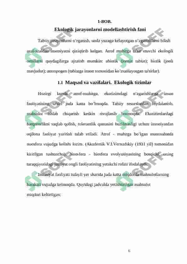 Ekologiyada matematik modellarga misollar 6