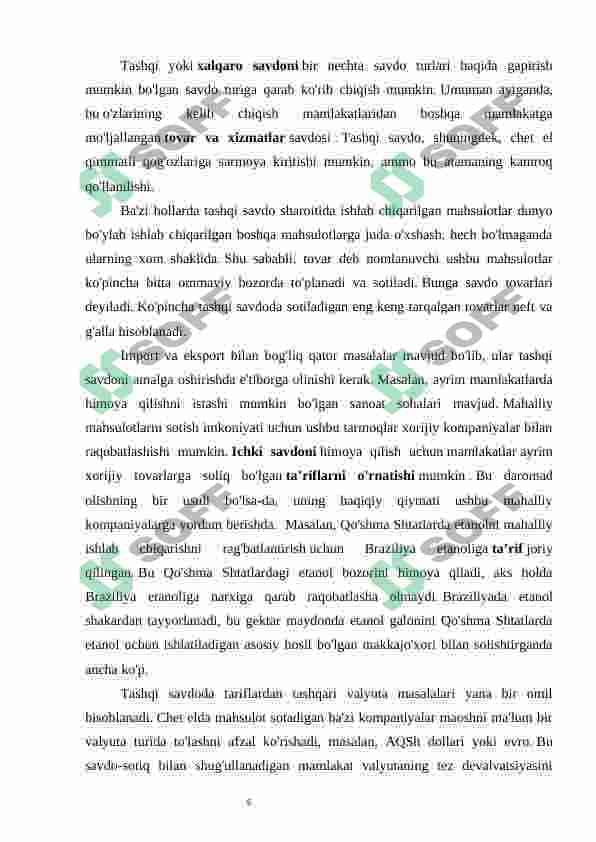 O'zbekiston respublikasining tashqi savdo siyosati 7