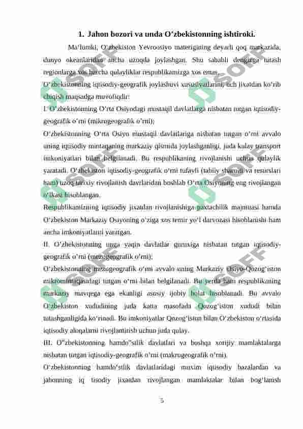 O'zbekistonning jahon bozoriga kirib borish muammolari 6