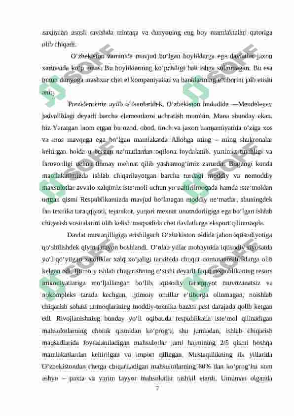 O'zbekistonning jahon bozoriga kirib borish muammolari 8