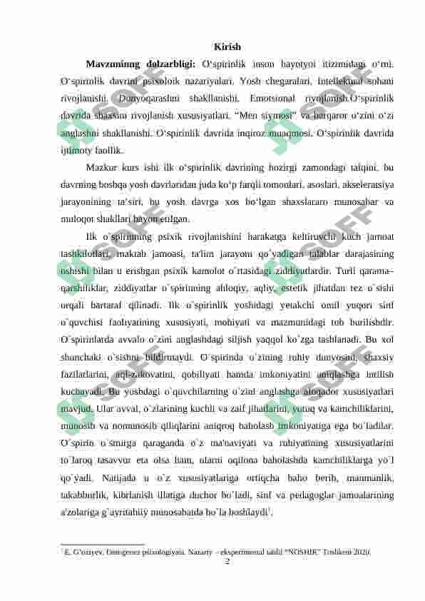 Ilk o'spirinlik davrida o'zini-o'zi anglash muammosi 2