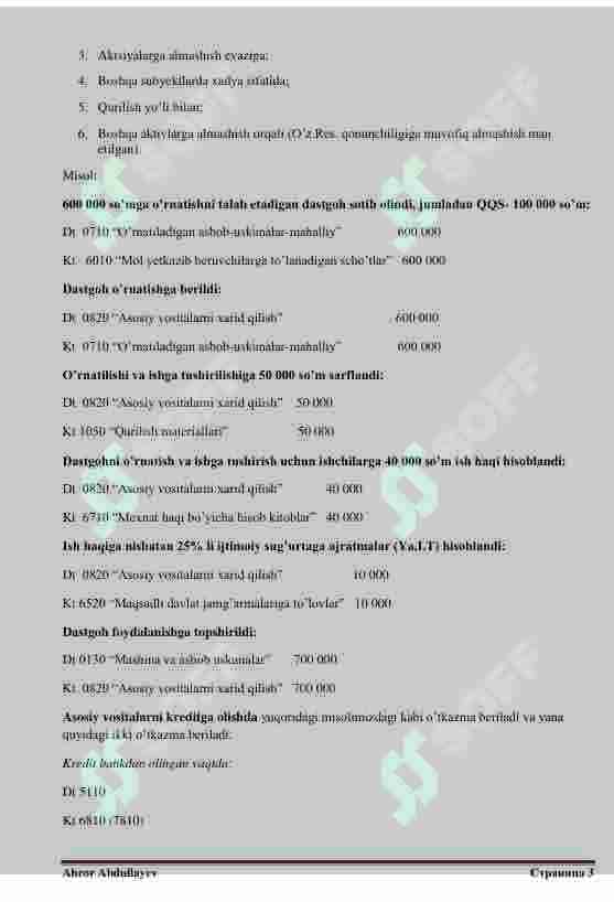 Asosiy vositalar hisobi (Moliyaviy hisob 1) 3