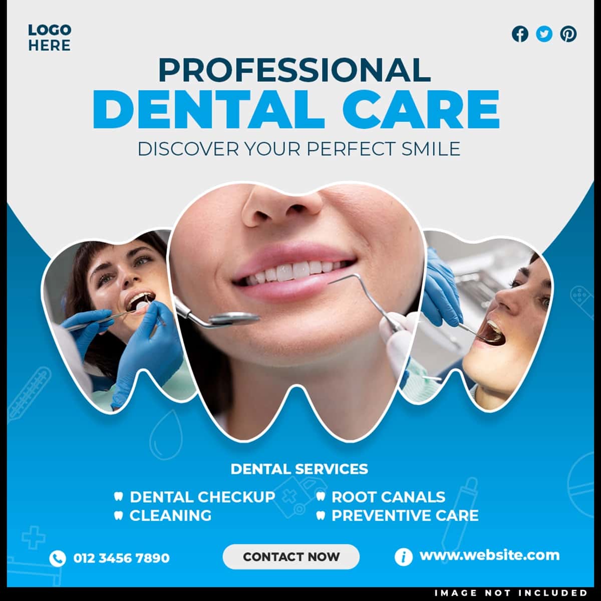 Tish shifokori stomatologik parvarishi ijtimoiy media banner shabloni | Dentist dental care social media banner template 1