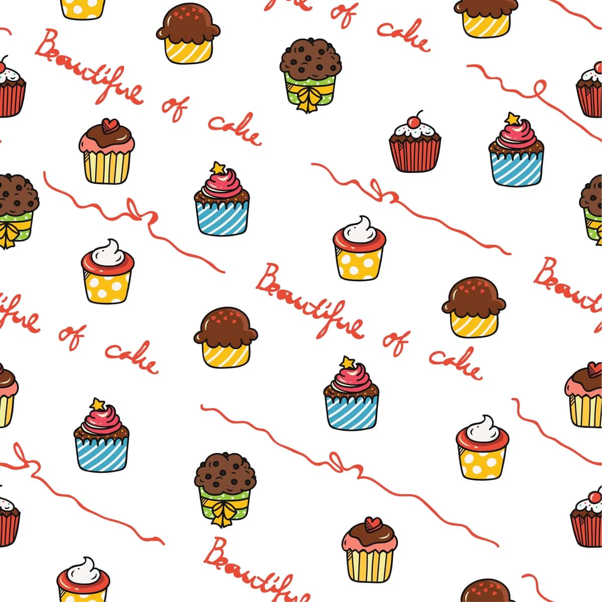 Kek piktogrammasi muammosiz fon | Cupcake icon seamless background 1