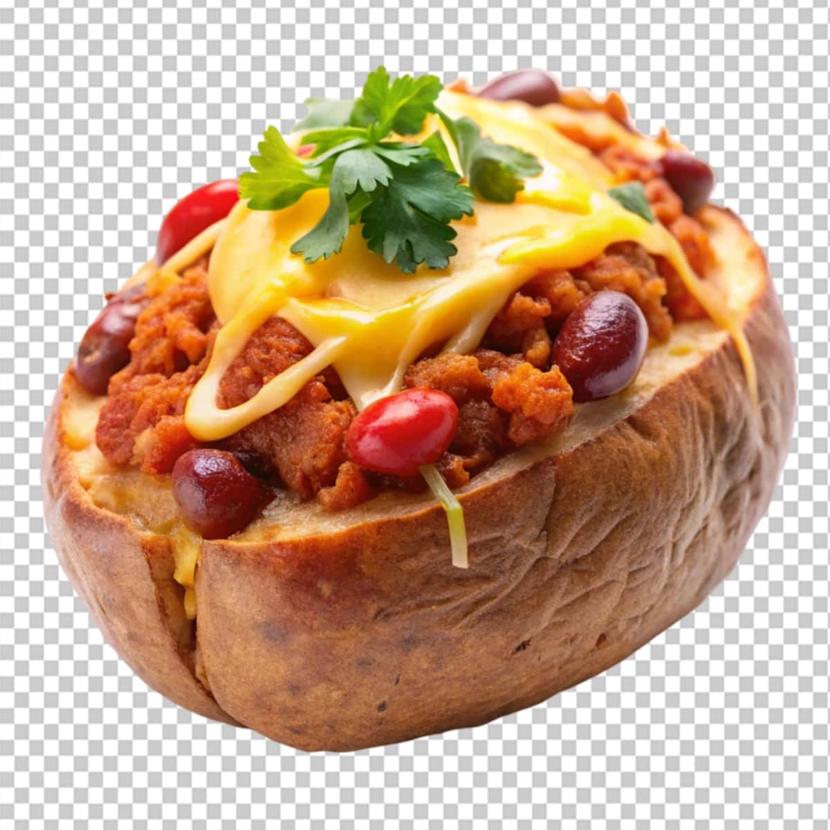 Chili pishloqli shaffof fon bilan pishirilgan kartoshka | Baked potato with chili cheese transparent background 1