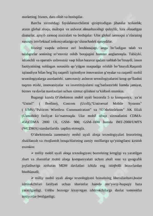 RAQAMLI IQTISODIYOTDA MOBIL INTERNET TEXNOLOGIYALARI 8