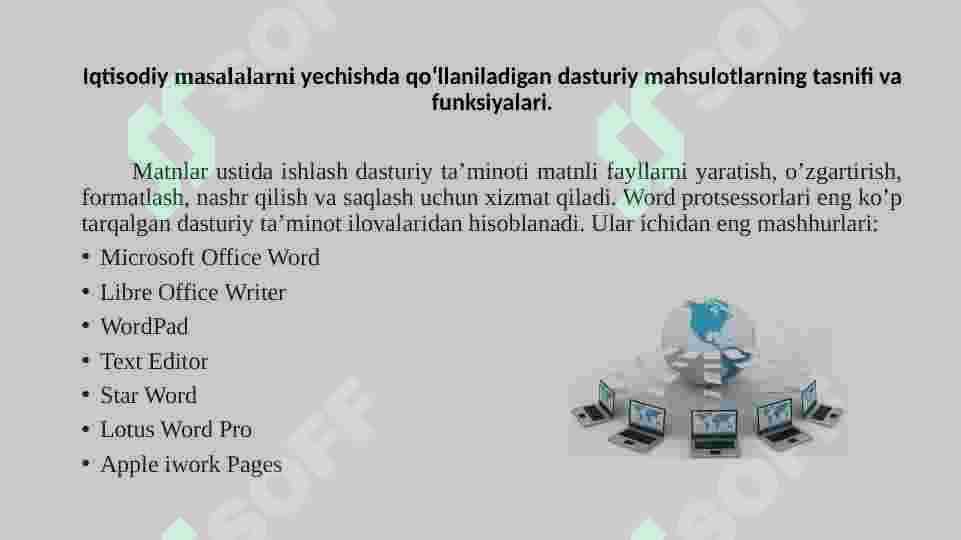 IQTISODIYOTDA QO‘LLANILADIGAN AMALIY DASTURIY MAHSULOTLAR. 3