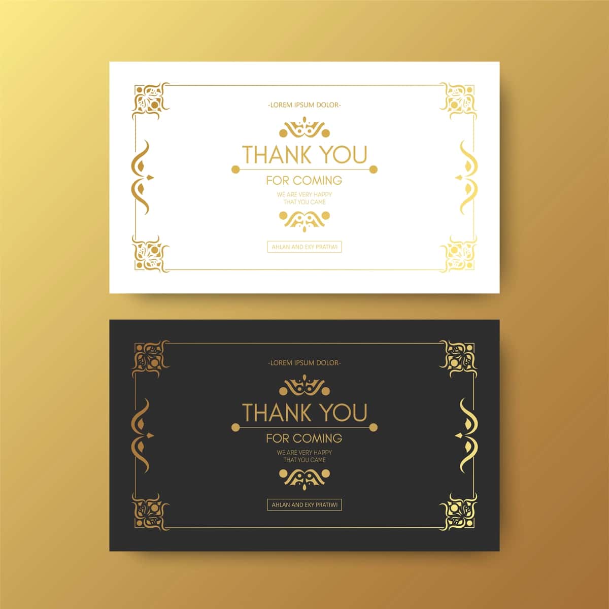 Klassik oltin rahmat to'y kartasi | Classic gold thank you wedding card 1