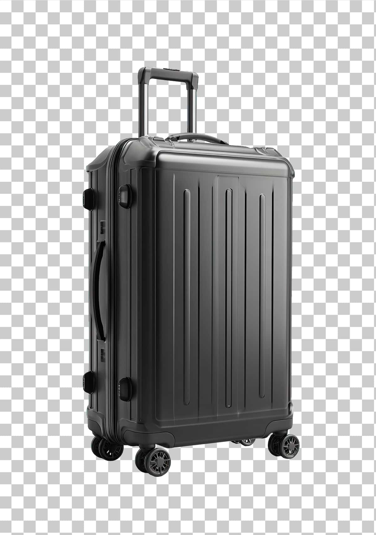 Uzatiladigan tutqichli qora qattiq qobiqli chamadon | Black hardshell rolling suitcase with extendable handle 1