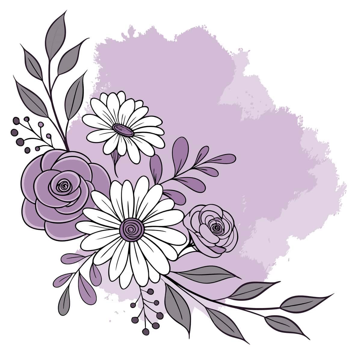 Gullar san'ati vektor dizayni | Flower art vector design 1