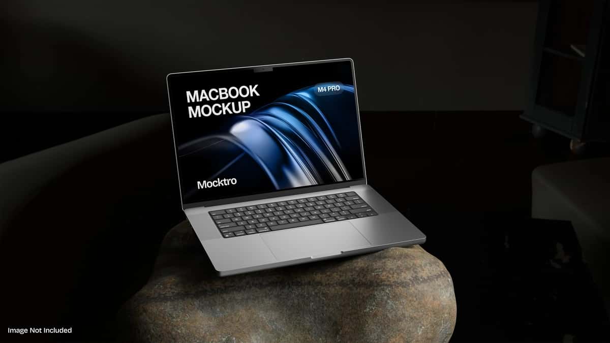Macbook pro noutbukining maketi | Macbook pro laptop mockup stone 1