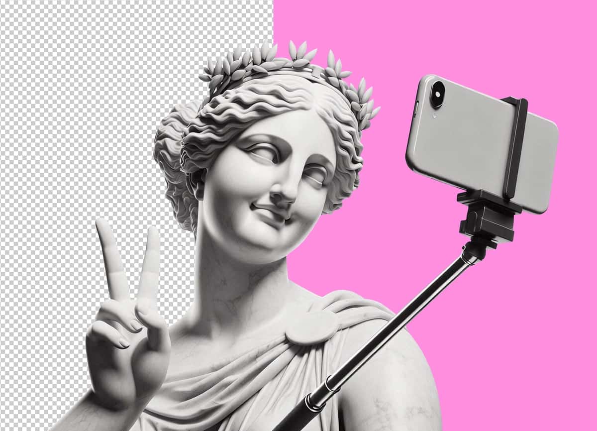 Smartfon selfi tayog'i bilan sefi yaratayotgan inson haykali | Human sculpture statue making sefie with smartphone selfie stick 1