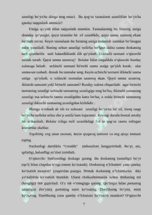 3-sinf o‘quvchilariga uzunlik o‘lchovlarini o‘rgatish metodikasi 7