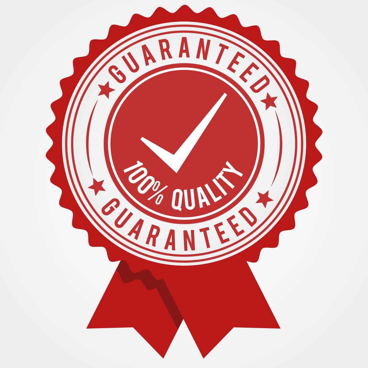 100 foiz sifat kafolati belgisi bilan qizil rangli lenta | 100 percent quality guarantee ribbon red shade with tick mark 1
