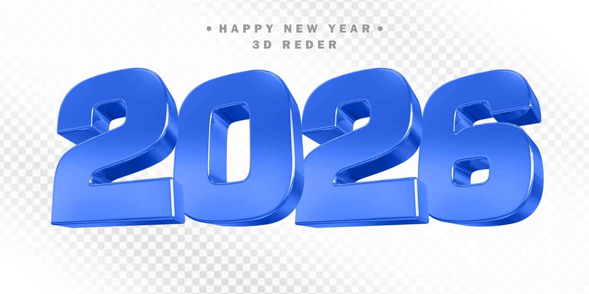 Yangi yilingiz bilan 2026 ko'k 3d render | Happy new year 2026 blue 3d render 1