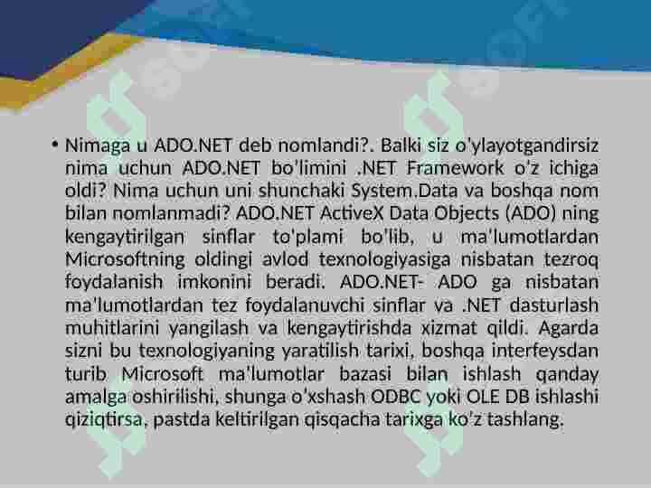 ADO texnologiyasi 4