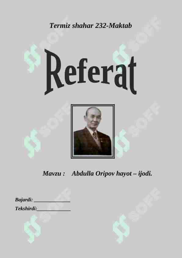 Abdulla Oripov referat (rasm bilan)