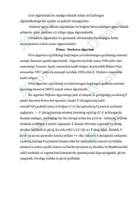 Prime - Deykstra algoritm. Uni vaqt bo'yicha baholash 4