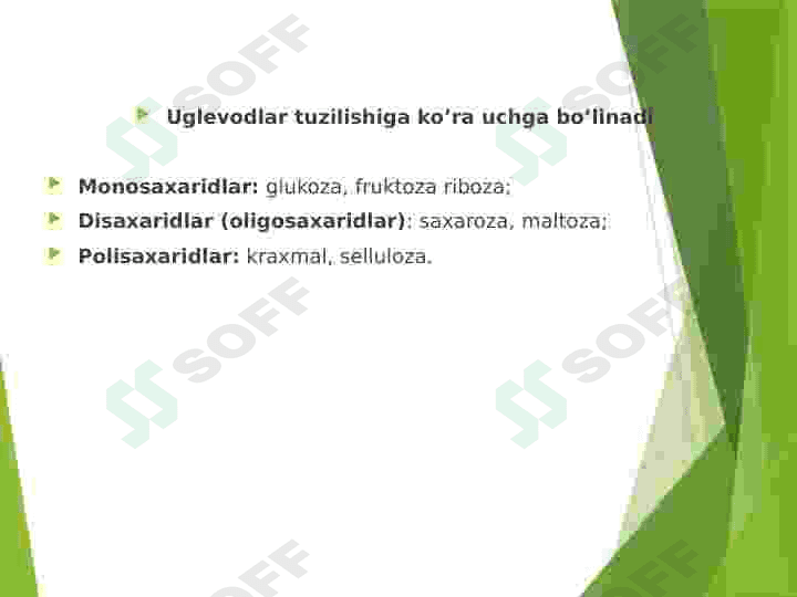 Monosaxaridlar . Disaxaridlar. Uglevodlar 4