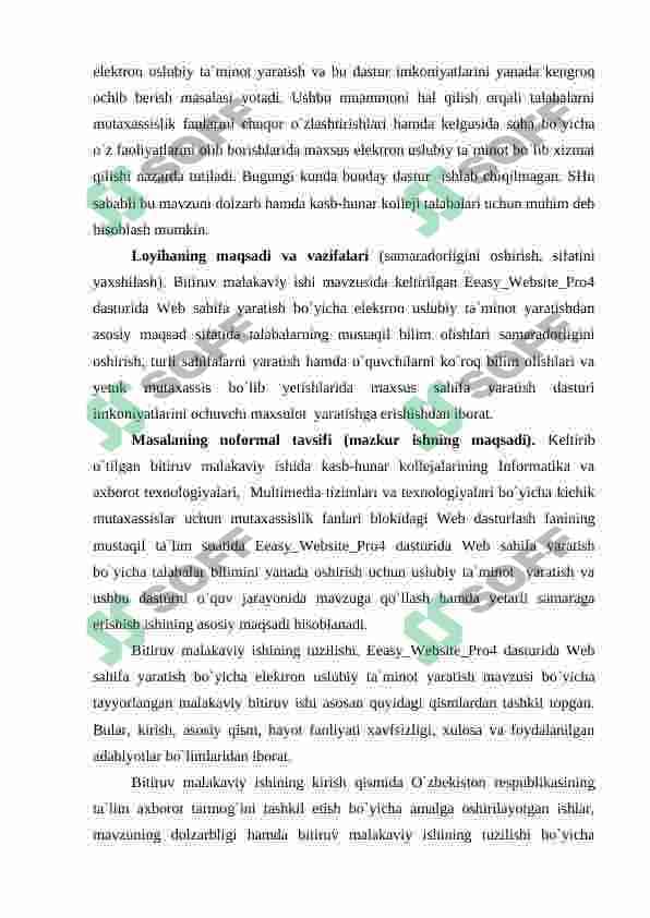 Eeasy Wеbsitе Pro4 dasturi hamda elеktron sahifalar yaratuvchi dasturlar 5