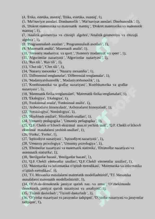 Berilgan masalalar yechimlari 3