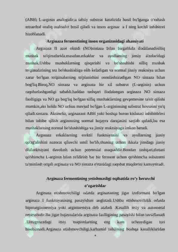 Arginaza fermentining tibbiyotdagi ahamiyati 4