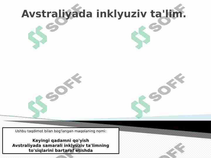 Avstraliyada inklyuziv ta'lim.