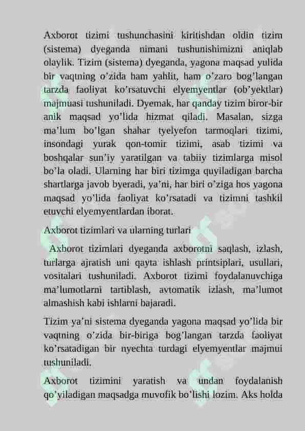 Axborot tizimlari 2