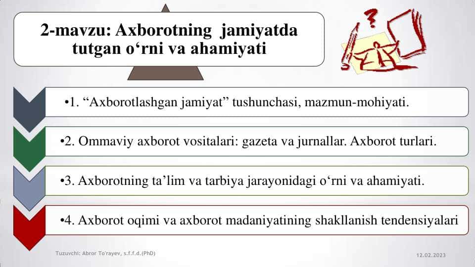 Axborotning jamiyatda tutgan o'rni va ahamiyati