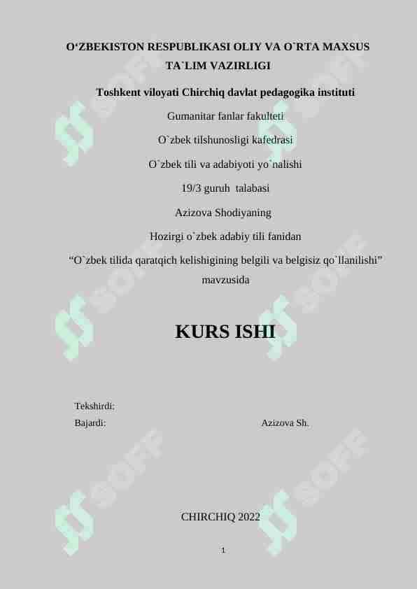 O`zbek tilida qaratqich kelishigining belgili va belgisiz qo`llanilishi