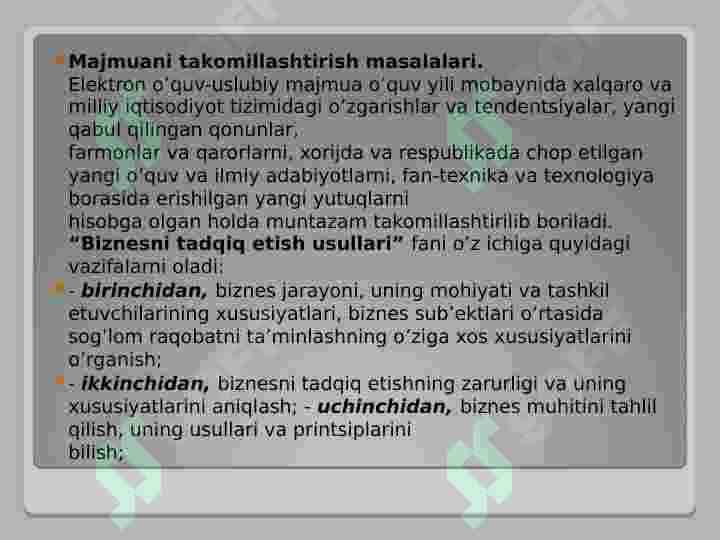 BIZNESNI TADQIQ ETISH 2