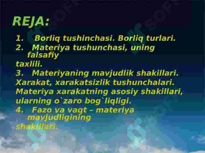 BORLIQ  FALSAFASI. 2