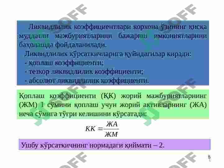 BIZNES FAOLIYATI SUBYEKTLARINING MOLIYAVIY FAOLIYATI TAHLILI 5