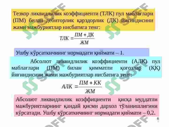 BIZNES FAOLIYATI SUBYEKTLARINING MOLIYAVIY FAOLIYATI TAHLILI 6