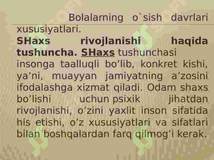 Shaxsning rivojlanishi, tarbiyasi va ijtimoiylashuvi. 3
