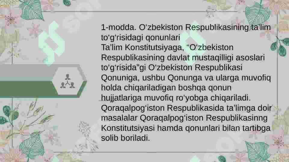 O`zbekiston Respublikasining Ta`lim to‘g‘risidagi qonuni va uning mohiyati. 3