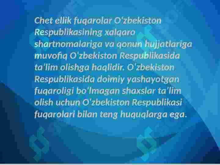 O'zbekiston Respublikasining "Ta'lim to'g'risidagi " qonuni" va uning mohiyati. 2