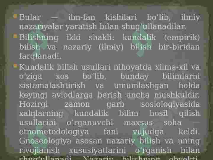 Bilish falsafasi 8
