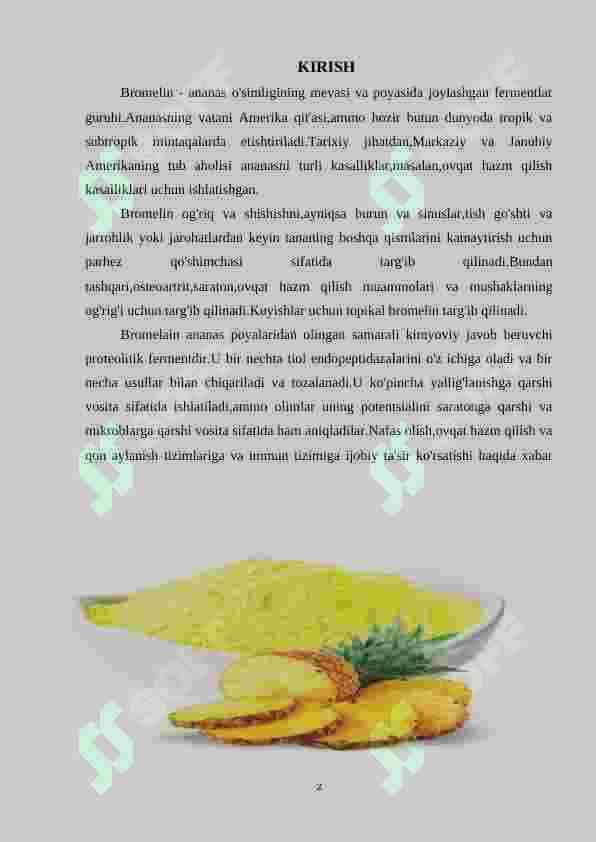 Bromelin fermentining tibbiyotda qo’llanilishi 2