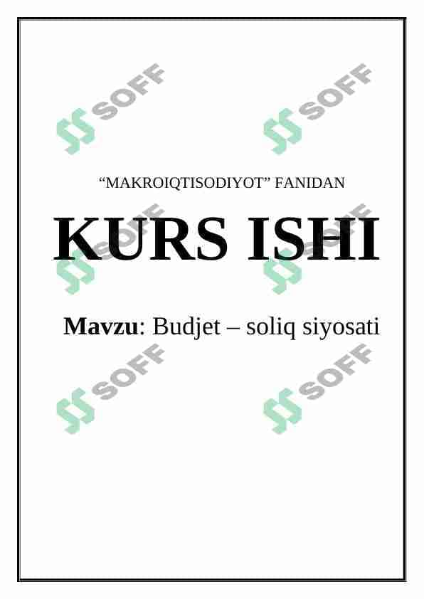 Budjet – soliq siyosati