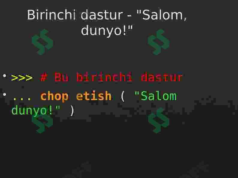 DASTURLASH TILI PYTHON 6