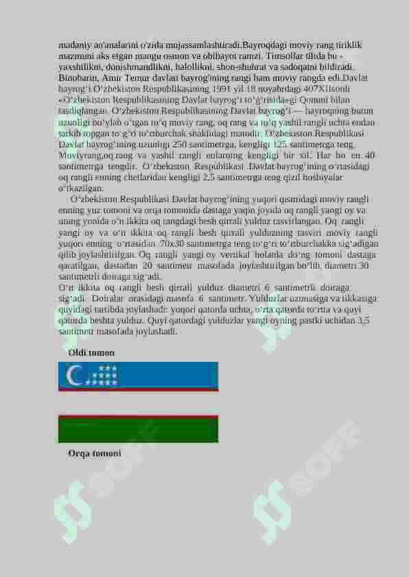 MUSTAQIL O’ZBEKISTON RESPUBLIKASI DAVLAT RAMZLARI 4