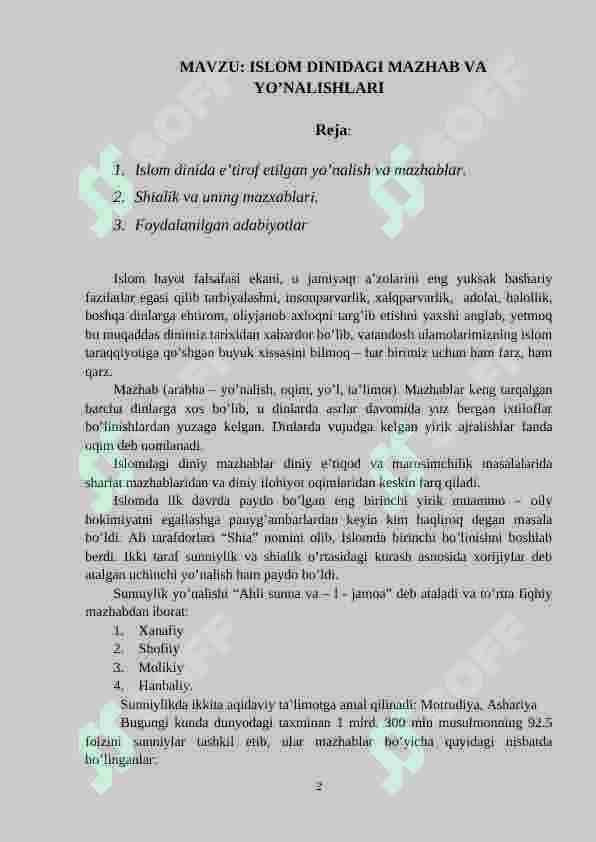 Islom dinidagi mazhab va yo’nalishlari 2
