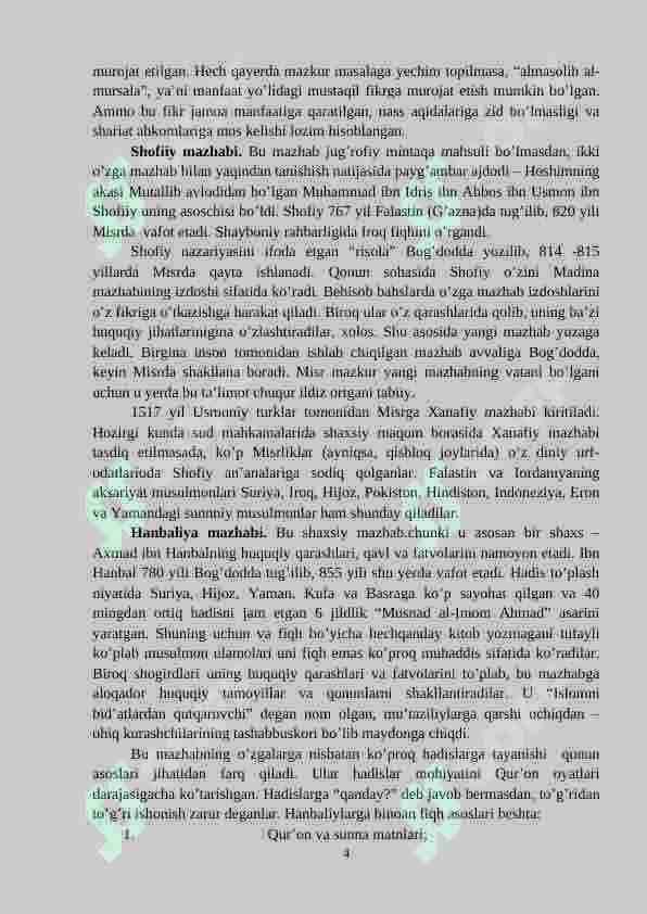 Islom dinidagi mazhab va yo’nalishlari 4