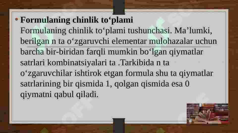 Formulalarni chin bo’ladigan satrlar to’plami 3